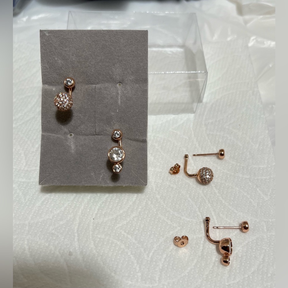 Infinity&Co 2 Pairs Of Jacket Pierced Earrings, Rose Gold. Brand New. - Picture 1 of 7